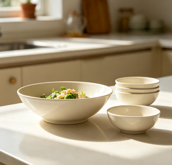 Smooth Finish Ceramic Salad Bowl Ensemble