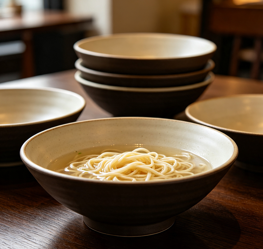 Deep Ceramic Noodle Bowl Dining Set
