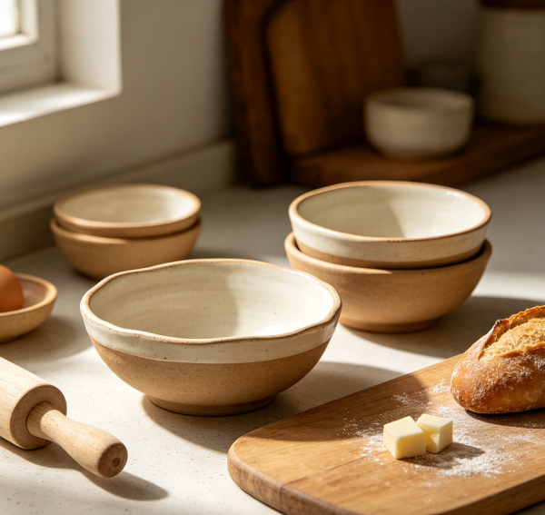 Handcrafted Style Ceramic Kitchen Bowl Set